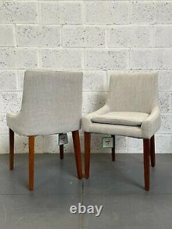 X4 Grey Fabric Idris Dining Chair Walnut Wood Legs Cushioned Seat