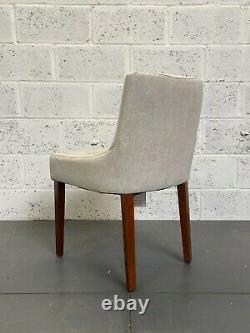 X4 Grey Fabric Idris Dining Chair Walnut Wood Legs Cushioned Seat