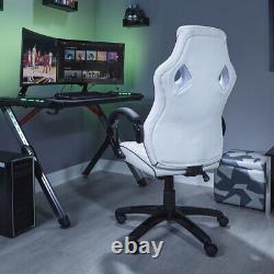 X Rocker Ergonomic Home Office Chair PC Gaming Seat PU Leather White Black