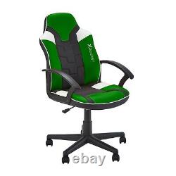 X Rocker Mid Back Office Chair Height Adjustable Seat Green PU Leather Saturn