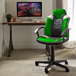 X Rocker Mid Back Office Chair Height Adjustable Seat Green PU Leather Saturn