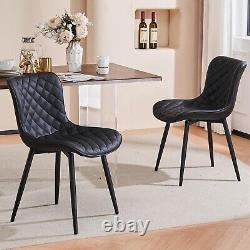 YOUTASTE Black Dining Chairs Set of 2 PU Leather Upholstered Modern Kitchen
