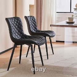 YOUTASTE Black Dining Chairs Set of 2 PU Leather Upholstered Modern Kitchen