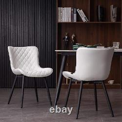 YOUTASTE Set of 2 Dining Chairs Faux Leather Upholstered Chair with Metal Legs