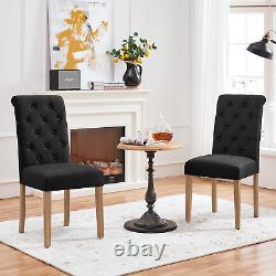 Yaheetech Dining Chairs Set of 2 Upholstered Dining Chairs Modern Fabric Kitchen