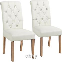 Yaheetech Set of 2 Dining Chairs Fabric Kitchen Chairs Upholstered Dining Chair