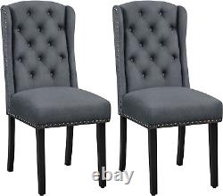 Yaheetech Set of 2 Dining Chairs Upholstered Dining Chairs Button Tufted Dining