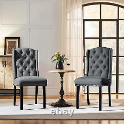 Yaheetech Set of 2 Dining Chairs Upholstered Dining Chairs Button Tufted Dining